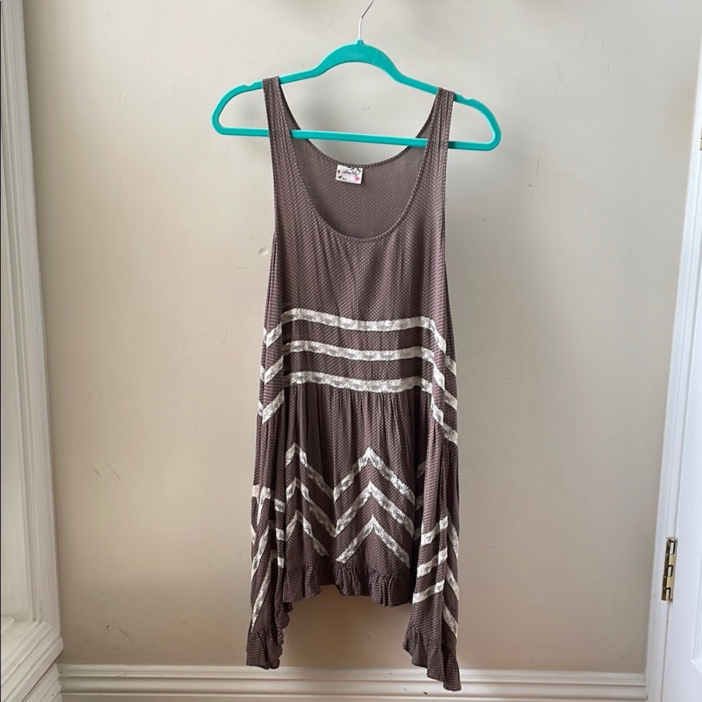 Free people Brown and White Striped Tunic Top Medium
